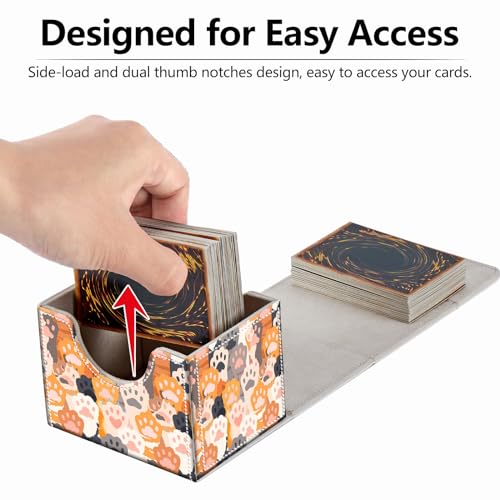 Strong Magnet Card Case Deck Box Mtg Card Box Playing Card Box Magic Deck Box Tcg Up to 200 Cards Creative Pattern Trading Card Storage Box for Collectible Card Games, Cute Cats Paw Pattern - color: Cute Cats Paw Pattern