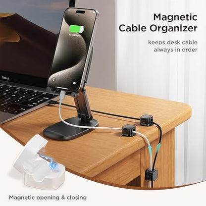 TAIKULE 6 Pack Magnetic Cable Clips White Cable Management USB Cable Power Wire Cord Clips for Home Office Desk Phone Car Wall Desktop Nightstand