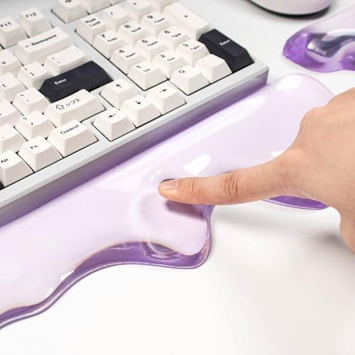 Clear Gel Wrist Rest for Keyboard and Mouse, Wrist Rest Set, Cute Ergonomic Silicone Wrist Rest for Keyboard 60%/68%/75% (Purple) - color: Purple