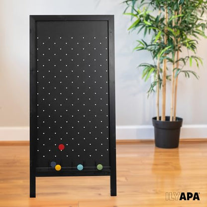 Ilyapa Prize Drop Board, 28x57 in - Penny Drop Game, Chalkboard Sign | Wooden A-Frame Chalkboard Sign, Includes 20 Coin Drop Discs & Eraser - For Trade Shows & Events - color: Black, size: 28x57