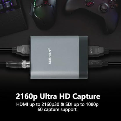 4k HDMI SDI Video Capture Card, 4K30 HDMI to USB 3.0 Capture Card for Streaming Work with Camera/Xbox/PS4/PS5/PC/OBS