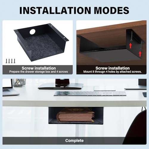 Under Desk Storage Shelf, Steel Under Desk Tray Mountable Add-On Shelf for Table Office Desk, Small (Pack of 1) - size: Small (7.5" x 8" x 2.8")
