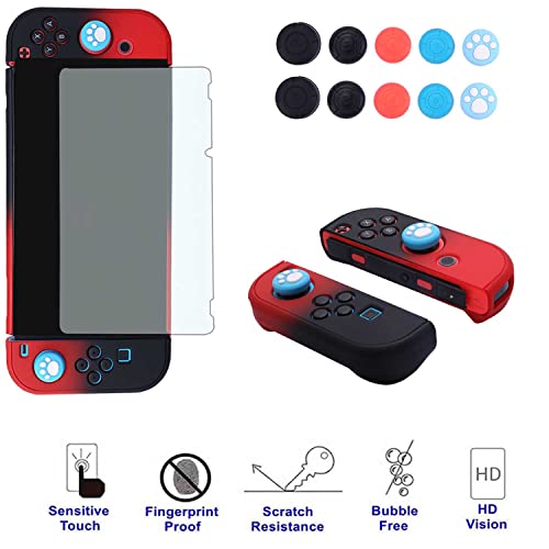 Dockable Case for Nintendo Switch - COMCOOL 3 in 1 Protective Cover Case for Nintendo Switch and Joy-Con Controller with Screen Protector - Red Black - color: Red Black