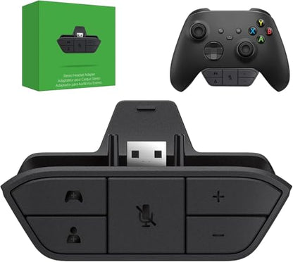 AOJAKI Stereo Headset Mic Adapter for Xbox One Elite Series S X Controller | Controller audio adapter supports adjustable game & chat volume balance, for Xbox One S/X, Elite 1/2, Series S/X controllers