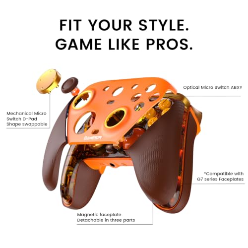 GameSir G7 Pro Wired Controller for Xbox One, Xbox Series X/S, Wireless PC Controller with TMR Sticks, Hall Effect Analog Triggers, 1000Hz Polling Rate with 3.5mm Audio Jack - Amber Flame