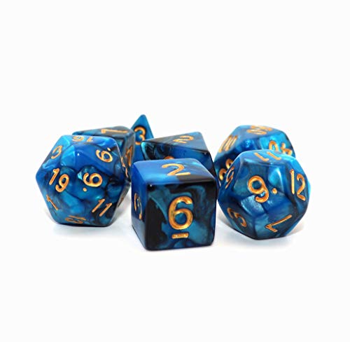 Blue Mix Black Dice DND Polyhedral Dice Set for Dungeon and Dragons D&D RPG Role Playing Games 7-Die Set - color: Blue Mix Black