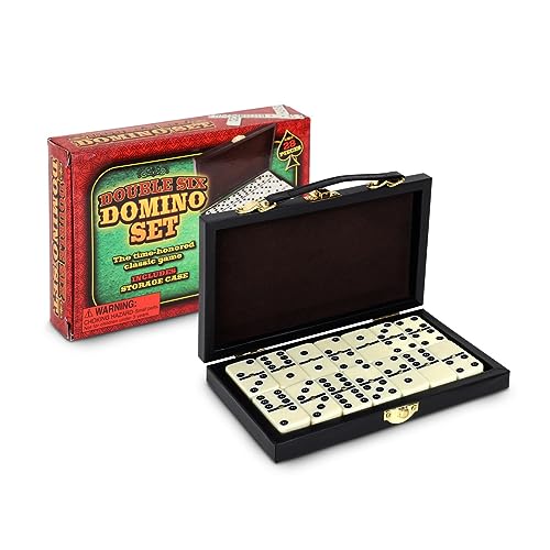 Double Six Domino Set in Wooden Box - Premium 28-Piece Classic Table Tiles Educational Game for Adults and Kids – Travel Friendly - Board Games for Boys and Girls- Ideal for Game Night and Gifting