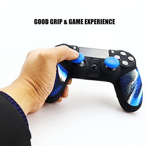 Silicone Skin for Ps4 Controller, 1pc Anti-Slip Shell Cover Case with 10 Joystick Grips for Playsation 4/ Slim/Pro Dualshock 4 Controller Wireless Gamepad(PS4 Controller #6) - color: PS4 controller #6