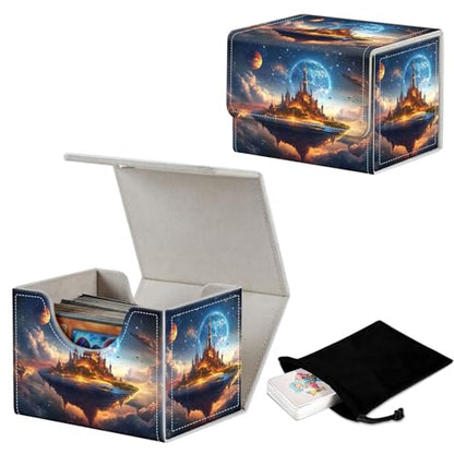 Stylish MTG Deck Box for 110+ Cards, Magnetic Commander Deck Case with Bonus Game Card Pouch, Durable Storage for TCG and Sleeved Magic Cards, Fantasy Space - color: Fantasy Space