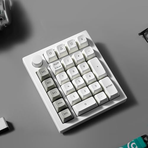 Keychron Q0 Max Wireless Custom Mechanical Numpad, 2.4 GHz/Bluetooth 5.1/Wired QMK Number Pad, RGB Hot-Swappable with Gateron Banana Switch for Laptop Mac Windows Linux - White - color: Gateron Jupiter Banana Switch-White