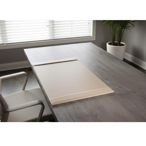 Dacasso Bonded Pad with Side Rails Luxury Leather Desk Blotter for Writing, 30 x 18 (White Latte) - color: White Latte