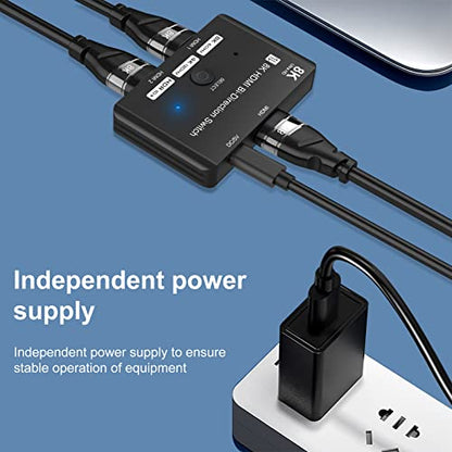 HDMI 2.1 Bi-Directional Switch Ultra HD 8K HDMI Switcher 2 in 1 Out/ 1 in 2 Out HDMI Switch Supports 8K@60Hz/ 4K@120Hz 48Gbps Compatible with Switch/Switch OLED PS5/4 Xbox Roku Apple TV Fire TV Stick - size: HDMI Switch 2 Port 8K