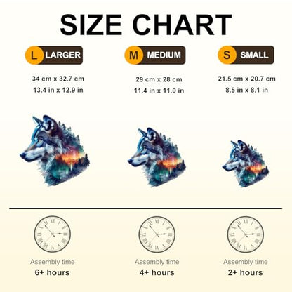 Wooden Puzzle for Adults-Aurora Wolf Wooden Puzzle Unique Shape Advanced Animal Jigsaw Puzzle for Adults, Best Gift, Wood Puzzles, Challenge Wooden Jigsaw Puzzle (M-11.4 * 11.0in-140pcs) - size: Medium
