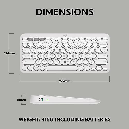 Logitech Pebble Keys 2 K380s, Multi-Device Bluetooth Wireless Keyboard with Customizable Shortcuts, Slim and Portable, Easy-Switch for Windows, macOS, iPadOS, Android, Chrome OS - Tonal White - color: White
