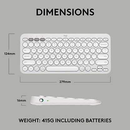Logitech Pebble Keys 2 K380s, Multi-Device Bluetooth Wireless Keyboard with Customizable Shortcuts, Slim and Portable, Easy-Switch for Windows, macOS, iPadOS, Android, Chrome OS - Tonal White - color: White