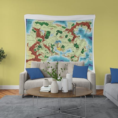 POLYMORPH PRINTS Greyhawk Indoor Wall Tapestry, Flanaess Advanced Dungeons and Dragons Indoor RPG Map Home Wall Decor | AD&D (104" x 88") - size: 104"L x 88"W