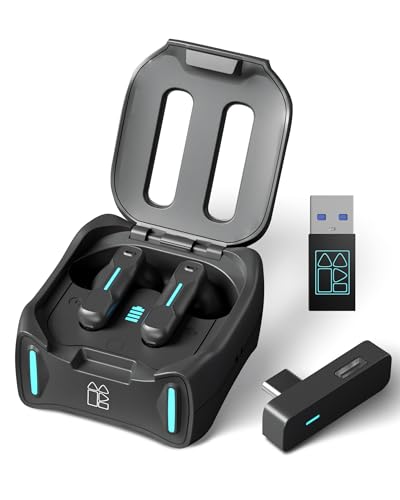 Middle Rabbit SW4 Pro Gaming Earbuds with Mic Wireless, 2.4G Dongle + Bluetooth Dual Mode, 20ms Low Latency, Compatible with PS5, PS4, PlayStation, Desktop&Laptop PC, VR