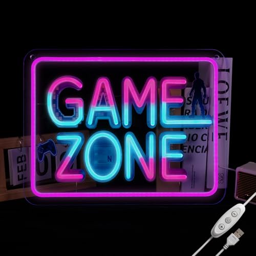 Game Zone Neon Sign for Gamer Room Decor, LED Game Neon Light for Wall Decor, Dimmable Gaming Sign for bedroom Living Room, Gamer Gifts for Teen Boys Men, 15.4x11.8in - color: GAMEZONE A