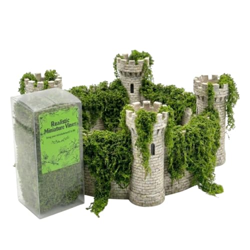 Realistic Miniature Vines - Hanging Moss Scenery for Diorama Supplies & Model Building - Mini Miniature Plants for Rainforest, Dollhouse, Fairy Gardens, Crafts DIY, Tabletop Wargaming (Dark Green) - color: Dark Green