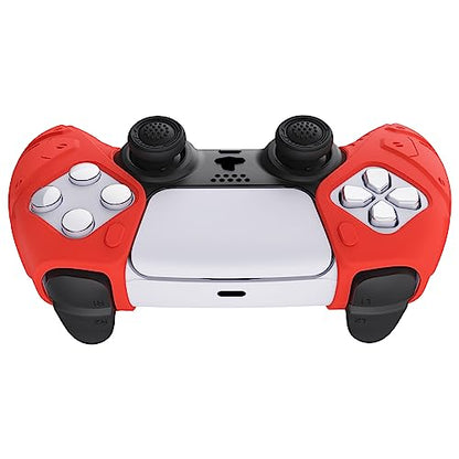 PlayVital Mecha Edition Passion Red Ergonomic Soft Controller Silicone Case Grips for ps5, Rubber Protector Skins with Thumbstick Caps for ps5 Controller - Compatible with Charging Station - color: Passion Red
