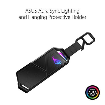 ASUS ROG Strix Arion Aluminum Alloy M.2 NVMe SSD Enclosure Case Adapter, USB 3.2 Gen 2 Type-C ,10 Gbps, USB-C to C and USB-C to A Cables, Fits PCIe 2280/2260/2242/2230 M Key/B+M Key, 1 Year Warranty - size: Black|up to 10Gbps, style: ROG Arion