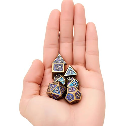 Metal Dice Set D&D Dragon and Dungeon Polyhedral Metal Dice, Punk Style Role-Play RPG Explorer MTG Pioneer Game DND Dice Set (7 Pieces) - color: Black2