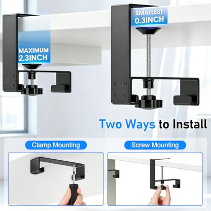 36" Under Desk Cable Management Tray, No-Drill Clamp-On Under Desk Cord Management for Desk, Anti-Sag Fabric Wire Management for Power Strips, Cable Raceways Tray Cord Hiders for Office/Home (Black)