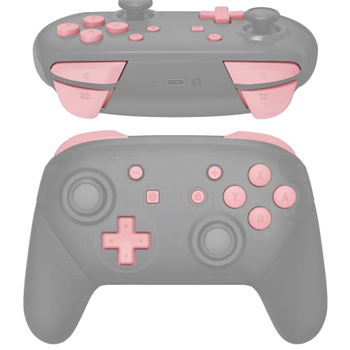 eXtremeRate Puffy Pink Repair ABXY D-pad ZR ZL L R Keys for Nintendo Switch Pro Controller, DIY Replacement Full Set Buttons for Nintendo Switch Pro Controller - Controller NOT Included - color: Puffy Pink
