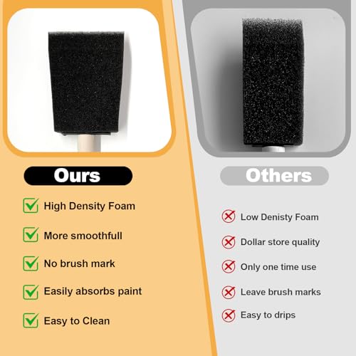 50pcs Foam Brush and Round Foam Brush Set with High Density Foam for Multi Project (5/16", 1/2", 3/4", 1", 1-1/2", 2") - size: 5/16"-2" assorted 50pcs