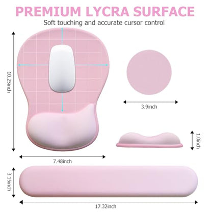 Gel Mouse Pad with Wrist Rest, Ergonomic Office Keyboard Wrist Rest, Pink | Mousepad with Wrist Support, Pain Relief, Computer Mouse Pad with Non-Slip PU Base, Desk Accessories Mat for Office & Gaming - color: Pink