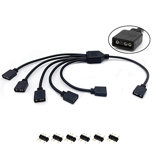 1-to-5 ARGB Splitter Cable, ARGB Cable, 5V 3 Pin Addressable RGB Extension Cable ARGB LED Sync Cable for Computer Chassis CPU Cooler and 5V ARGB Fan (1 Pack) - style: 1-to-5