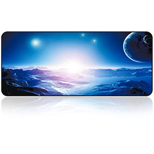Qisan Large Gaming Mouse Pad Extended Size Mousepad for Computer Desktop PC Laptop 31.5"x11.8"x0.15" Keyboard Pad Desk Pad with Anti-Slip Rubber Base | Large Desk Mat for Keyboard and Mouse-Space - color: Space