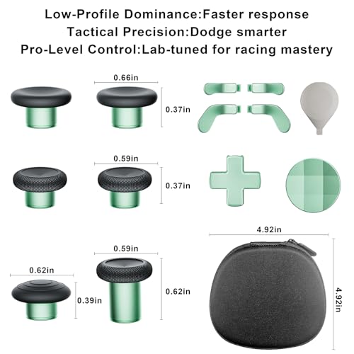 14-in-1 Controller Accessories Kit Compatible with Xbox Elite Series 2, 6 Premium Metal Thumbsticks, Swap Joysticks, 4 Interchangeable Paddles, 2 D-Pads, 1 Tool & 1 Storage Bag (Macaron Green) - color: Macaron Green