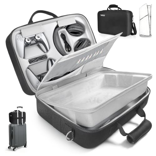 YMTGT Carrying Case for PS5/PS5 Pro/PS5 Slim, Shockproof Protective Travel Case Storage Bag Fits Console, Controller, Disk, Headset, Accessories for Playstation 5 Gamers Travel & Home Use - color: Black