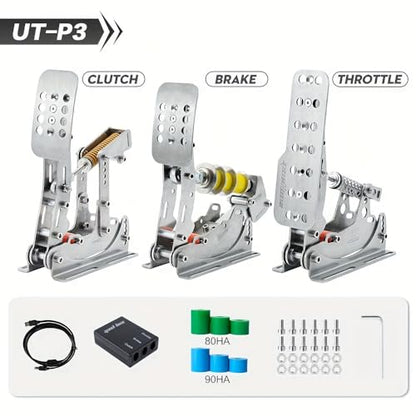 Simjack UT Sim Racing Pedals 200KG Load Cell Brake Pedal PC Racing Simulator Pedals Pressure Sensor HE Hydraulic Pedal (UT-P3) - color: UT--P3