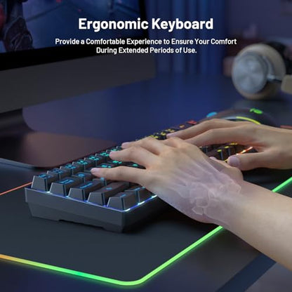 Snpurdiri 60% Wireless Gaming Keyboard and Mouse Combo,LED Backlit Rechargeable 2000mAh Battery,Small Membrane But Mechanical Feel Keyboard + Popular RGB Mice for Gaming,Business Office - color: Black Combo