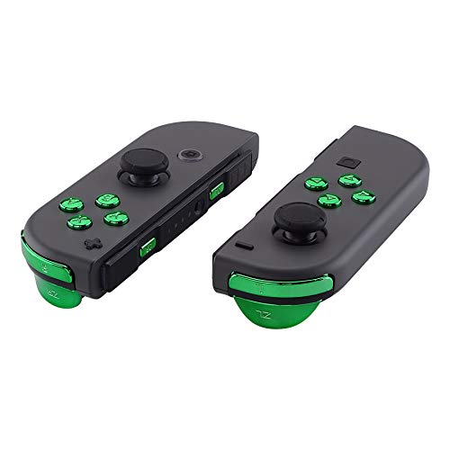 eXtremeRate DIY Full Set Buttons for Nintendo Switch & Switch OLED, Chrome Green Glossy Replacement Buttons for JoyCon, ABXY Direction Keys SR SL L R ZR ZL + - Home Capture Trigger Buttons Springs - color: Chrome Green