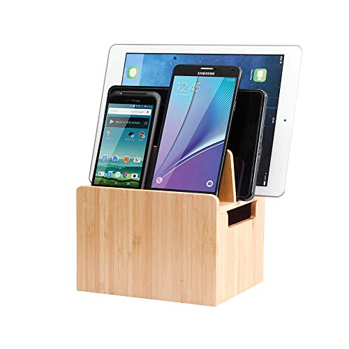 MobileVision Bamboo Charging Station & Compatible Apple Watch Adapter Combo Multi Device Organizer for Apple Watch, Smartphones, Tablets, Laptops, and More - color: Stand w/ Compatible Apple Watch Adapter Combo