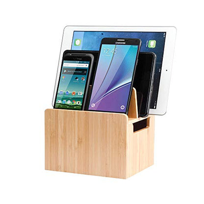 MobileVision Bamboo Charging Station & Compatible Apple Watch Adapter Combo Multi Device Organizer for Apple Watch, Smartphones, Tablets, Laptops, and More - color: Stand w/ Compatible Apple Watch Adapter Combo
