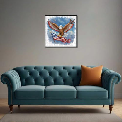 American Flag Eagle Puzzles for Adults 500 Pieces, 18.1"x18.1" | USA Patriotic Jigsaw Puzzle, Letters on Back, Reference Poster Included, Family Challenging Funny Perfect for Game Nights - color: Flag & Eagle