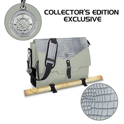 ENHANCE Collector's Edition RPG Player's Essentials DnD Bag - Dragon Hide Exterior Messenger Bag Fits 2-4 Books, Binders, Dice & Accessories, with 17 inch Laptop Slot, Battlemap Straps (Dragon Silver) - color: Dragon Silver
