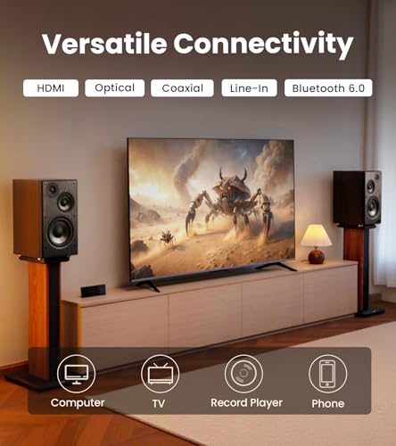 Edifier R2750DB MKII Powered Bookshelf Speakers, 144W 3-Way Active Speakers with Sub Out, Hi-Res Audio, Bluetooth 6.0 with LDAC, HDMI/Optical/Coaxial for Turntable, PC, TV, Home Audio - Walnut - color: Walnut