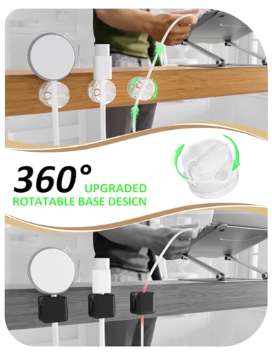 Cable Management Clips, 7-Pack Clear Cord Organizers, Desktop Cable Holders Compatible with 0-8mm Wires