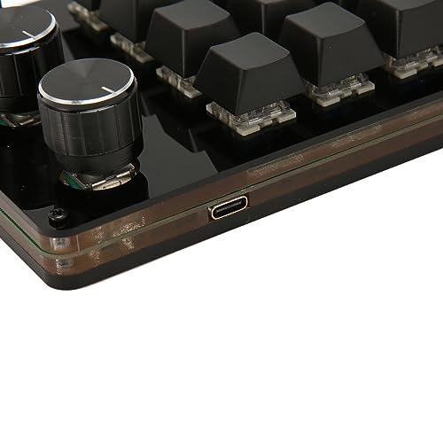 VBESTLIFE One Handed Macro Programmable Keyboard, 16 Keys 3 Knobs Blue Switch Mechanical Gaming Keyboard, Gaming Keyboard, Custom Shortcut, Detachable Cable, for Gaming Office