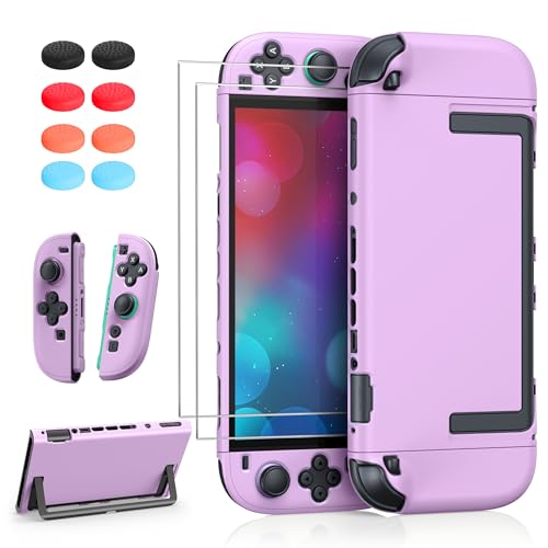 FYOUNG Switch 2 Protective Case&Screen Protector Set, Dockable Cute Cover | Hard Shell for Nintendo Switch 2 Console Accessories,Travel Friendly (Color‑Matched to Light Purple Switch 2 Controller) - color: Light Purple, size: for switch 2 7.9inch