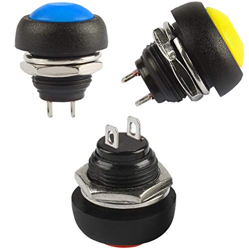 Gebildet 12pcs 12mm Waterproof Momentary Push Button SPST ON/Off 3A/3V-5V-9V-12V-24V-230VAC, Lockless Mini Round Button for Car Trumpet, PC, Table Lamp, Home Doorbell - style: E318