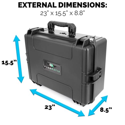 CASEMATIX 23" Waterproof Hard Case with Customizable Foam for Electronics, Tools and Accessories - Hard Shell Plastic Case with Pre-Diced Travel Case Foam Interior - size: 23"