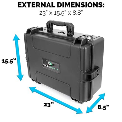 CASEMATIX 23" Waterproof Hard Case with Customizable Foam for Electronics, Tools and Accessories - Hard Shell Plastic Case with Pre-Diced Travel Case Foam Interior - size: 23"