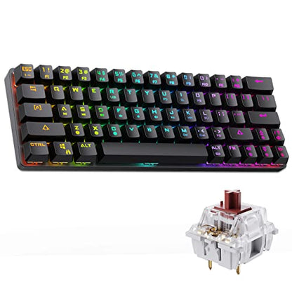 DIERYA DK63N 60% Wireless Wired Mechanical Gaming Keyboard, RGB Backlit Bluetooth Keyboard with Arrow Keys, 63 Keys Ultra-Compact, Programmable Brown Switch for Windows Laptop PC Mac