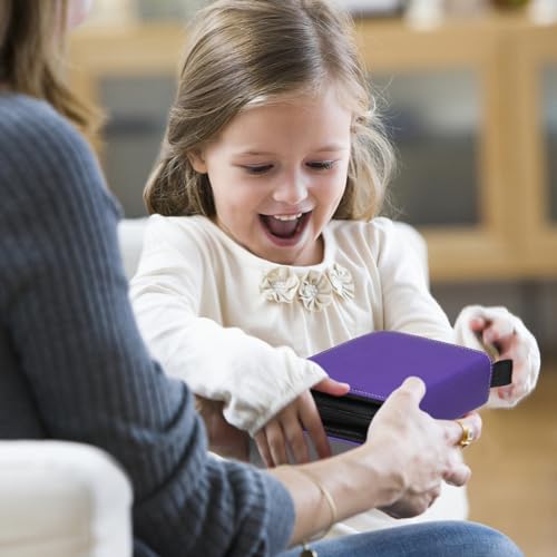 GEAoffice 1 Pocket Mini Trading Card Binder Holds 80 Cards with Zip, Purple | Super Lightweight, 40 Removable Acid-free & Non-PVC Sleeves, Premium PU Leather Card Binder for TCG, MTG, Sports&Games, Gift - color: Purple-1 Pocket